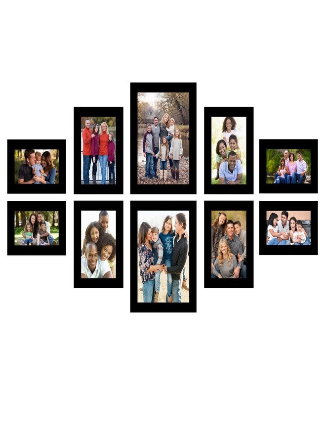 i2 Frames 10 Individual Wall Hanging Collage Photo Frames- Black - Sizes - 4(5"×7"), 4(8"x6"), 2(8"x10") - Image 1